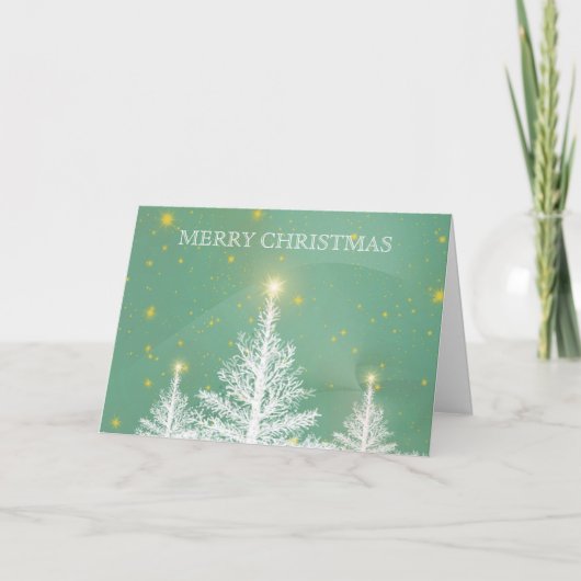 Green Gold Glitter-kerstboomsneeuwdecor Feestdagen Kaart (Voorkant)