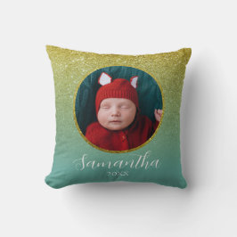 Green Gold Glitter-kerstmis - Persoonlijke foto Kussen