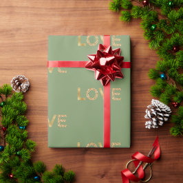 Green Gold Glitter Love Cadeaupapier