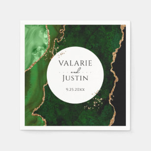 Green Gold Glitter Marble Wedding Napkins Servet