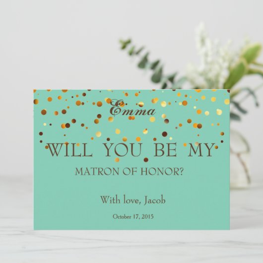 Green Gold Glitter MATRON VAN HONOR (Staand voorkant)