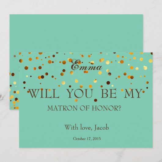 Green Gold Glitter MATRON VAN HONOR (Voorkant / Achterkant)