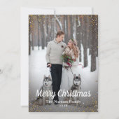 Green Gold Glitter Merry-kerstfoto Feestdagenkaart (Voorkant)