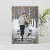 Green Gold Glitter Merry-kerstfoto Feestdagenkaart (Staand voorkant)