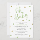 Green & Gold Glitter Oh Baby shower Kaart (Voorkant)