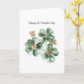 Green Gold Glitter Shamrock St. Patrick's Day Kaart (Gele Bloem)
