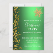 Green Gold Glitter Snowflake-kerstfeest Kaart (Voorkant)