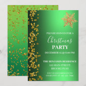 Green Gold Glitter Snowflake-kerstfeest Kaart (Voorkant / Achterkant)