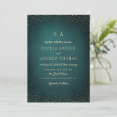 Green Gold Glitter Sophisticated Monogram bruiloft Kaart (Staand voorkant)