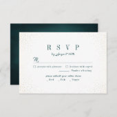 Green Gold Glitter Sophisticated Monogram bruiloft RSVP Kaartje (Voorkant / Achterkant)