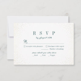 Green Gold Glitter Sophisticated Monogram bruiloft RSVP Kaartje
