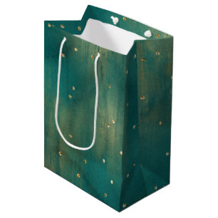 Green Gold Glitter Sparkle Kerstmis Medium Cadeauzakje