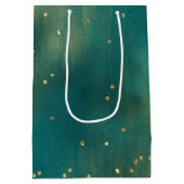 Green Gold Glitter Sparkle Kerstmis Medium Cadeauzakje (Achterkant)