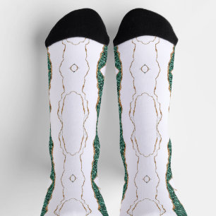 Green Gold Glitter Witte Sokken