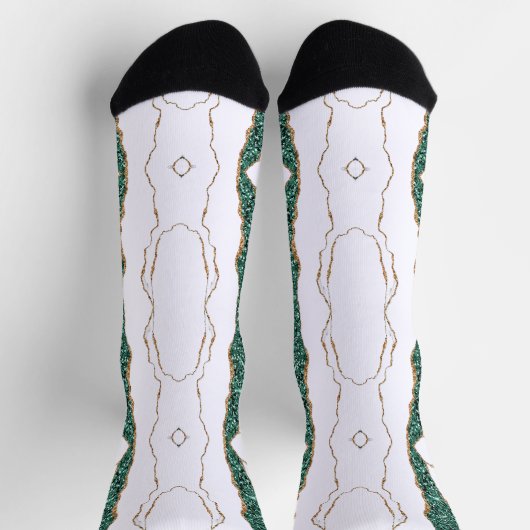 Green Gold Glitter Witte Sokken (Top)