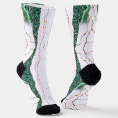 Green Gold Glitter Witte Sokken (Gebogen)