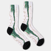 Green Gold Glitter Witte Sokken (Rechts)