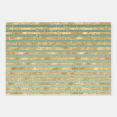 Green Gold Glitz Sparkle Stripes Leopard Inpakpapier Vel (Voorkant 3)