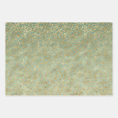 Green Gold Glitz Sparkle Stripes Leopard Inpakpapier Vel (Voorkant 2)