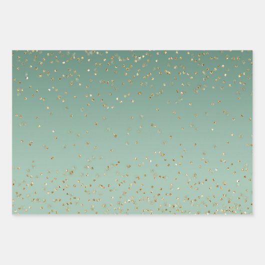 Green Gold Glitz Sparkle Stripes Leopard Inpakpapier Vel (Voorkant)