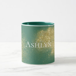 Green Gold Glitzy Glitter Mok