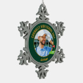 Green Gold Golfer Photo High School Golf Team Tin Sneeuwvlok Ornament (Links)