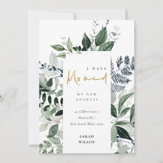 Green Gold Greenery Lijst Ik heb Verhuisde Kaart (Voorkant)