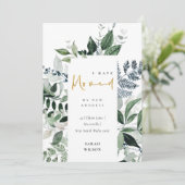 Green Gold Greenery Lijst Ik heb Verhuisde Kaart (Staand voorkant)