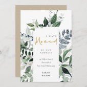 Green Gold Greenery Lijst Ik heb Verhuisde Kaart (Voorkant / Achterkant)