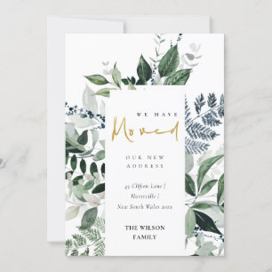 Green Gold Greenery Lijst We hebben verhuisde Kaar Bedankkaart
