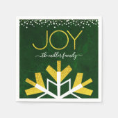 Green Gold Holiday Snowflake Joy Modern Typography Servet (Voorkant)