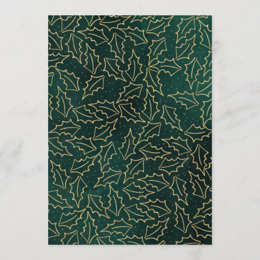 Green Gold Holly Berry kerstbruiloft Menu (Achterkant)