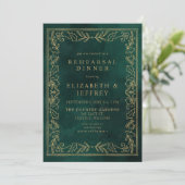 Green Gold Holly-kerstrepetitie Dinner Kaart (Staand voorkant)