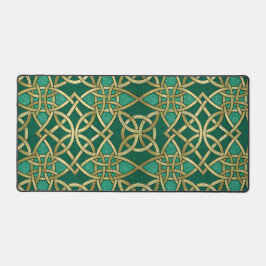 GREEN & GOLD IRISH CELTIC KNOTS BUREAUMAT