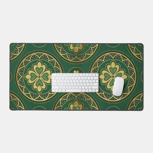 GREEN & GOLD IRISH CIRCULAR PATTERN BUREAUMAT (Keyboard & Muis)
