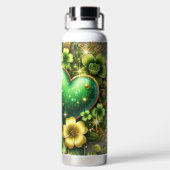 GREEN & GOLD IRISH HEARTS AND FLOWERS WATERFLES (Achterkant)