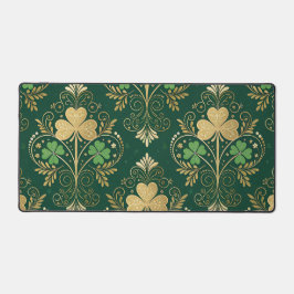 GREEN & GOLD IRISH SHAMROCKS AND FLOURISHES BUREAUMAT