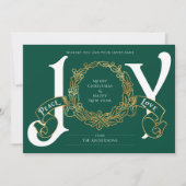 Green Gold Joy Peace Love Custom-kerstkaart (Voorkant)