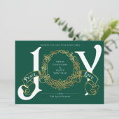 Green Gold Joy Peace Love Custom-kerstkaart (Staand voorkant)