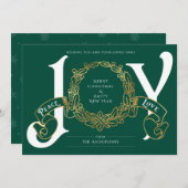 Green Gold Joy Peace Love Custom-kerstkaart (Voorkant / Achterkant)
