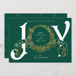 Green Gold Joy Peace Love Custom-kerstkaart