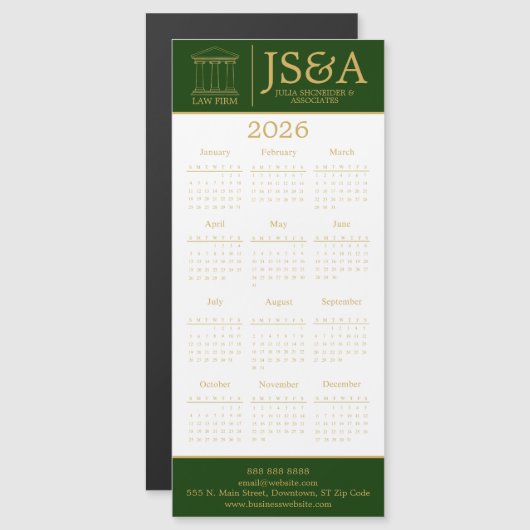 Green Gold Justice Columns Law Firm Logo 2026 (Voorkant / Achterkant)