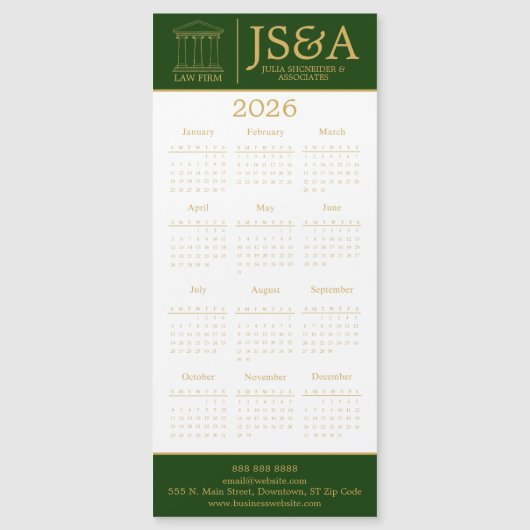 Green Gold Justice Columns Law Firm Logo 2026 (Voorkant)