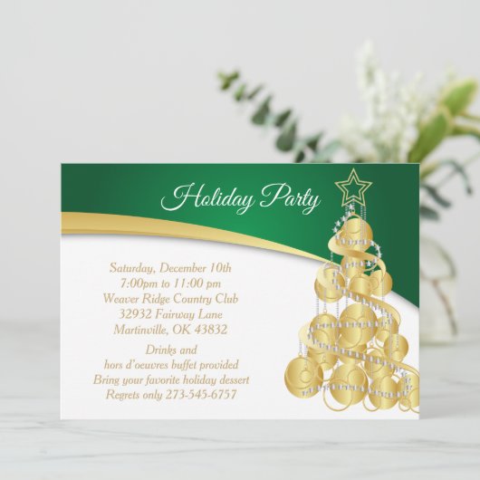 Green Gold Kerstfeestdag - boom Kaart (Staand voorkant)