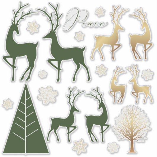 Green Gold kerstfeestdag moderne elementen Sticker (Voorkant)