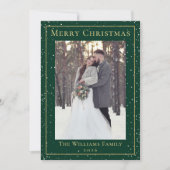 Green Gold Kerstmis Snowfall 2 Photo Holiday Kaart (Voorkant)