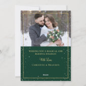 Green Gold Kerstmis Snowfall 2 Photo Holiday Kaart (Achterkant)