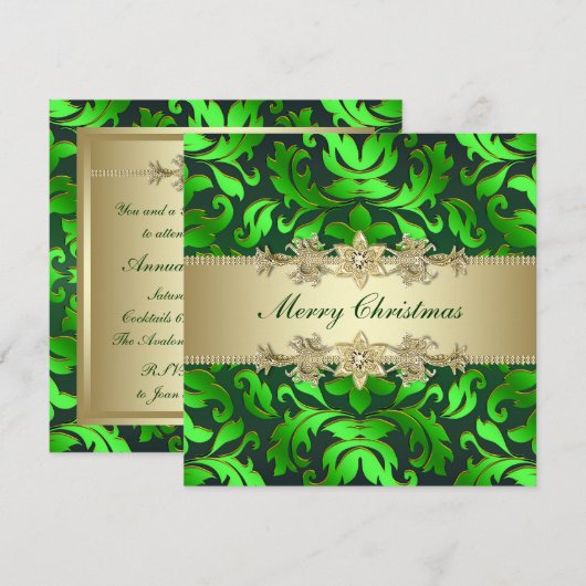 Green Gold Leaf Corporate Christmas Party Kaart (Voorkant / Achterkant)