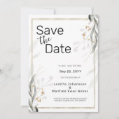 Green Gold Leaves Bewaar de datum Save The Date (Voorkant)