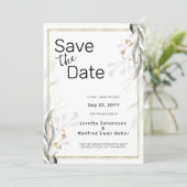 Green Gold Leaves Bewaar de datum Save The Date (Staand voorkant)